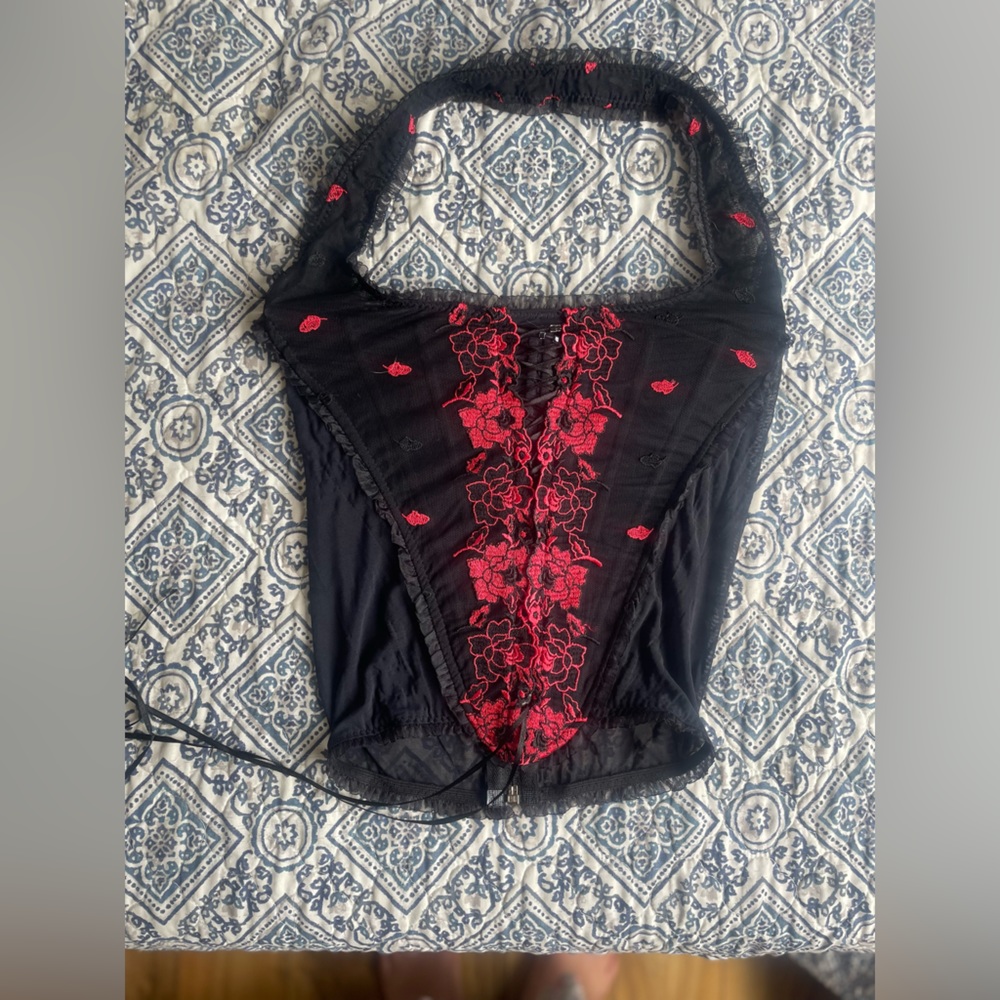 BLack floral corset